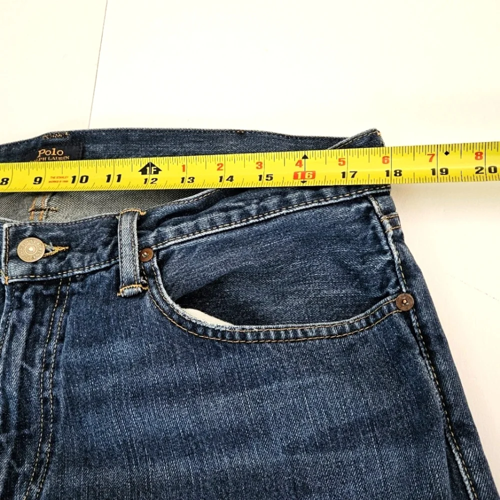 Polo Ralph Lauren Mens Hampton Straight Leg 35x32 Medium Distressed Wash
